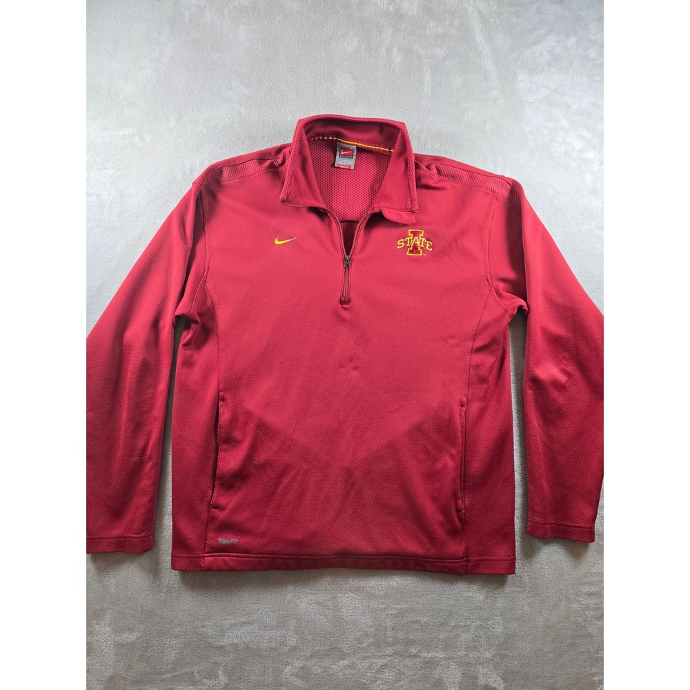 Vintage Nike Quarter Zip Pullover Mens L Red Iowa State Cyclones Y2K *Read